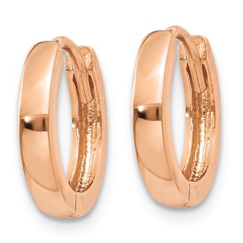 14k Rose Gold 7/16" Round Hinged Hoop Earrings