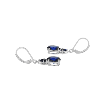 Lab Created Blue Sapphire Platinum Over Sterling Silver September
Birthstone Earrings 4.01ctw