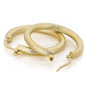 SatIn-FInish Hoop Earrings In 18K Gold Over Bronze 1 Inch