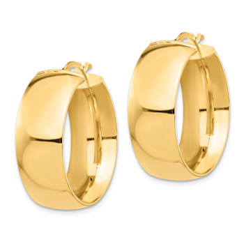 14k Yellow Gold 1 1/8" High Polished Small Hoop Earrings