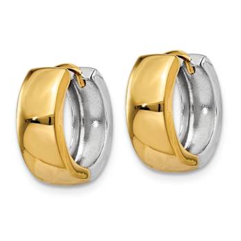 14k Yellow Gold and 14k White Gold 3/8" Hinged Hoop Earrings