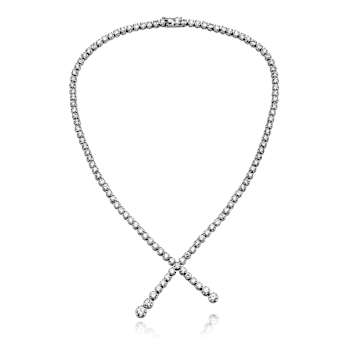 CZ Twist Chain Necklace In Sterling Silver 16 Inch