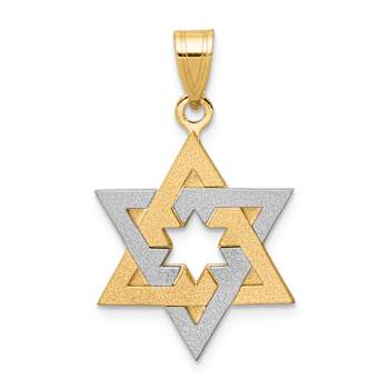 14K Two-tone Gold Satin Star of David Pendant