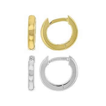 Huggie Hoop Earring Set Of Two In 18K Gold Over Sterling Silver And
Sterling Silver