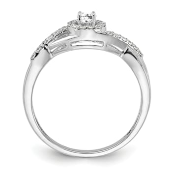 Rhodium Over 14K White Gold Lab Grown Diamond Complete Halo Engagement
Ring 0.282ctw