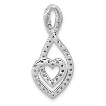 Rhodium Over 14k White Gold Diamond Fancy Heart Infinity Chain Slide Pendant