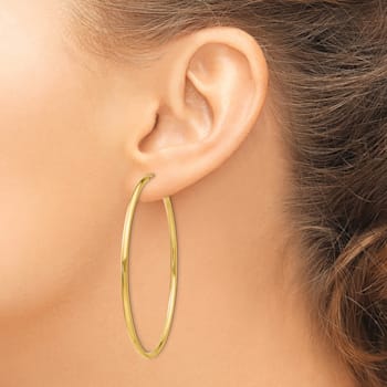 14k Yellow Gold Polished 2 1/8" Round Endless Hoop Earrings