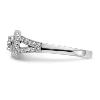 Rhodium Over 14K White Gold Lab Grown Diamond Cluster Engagement Ring 0.508ctw