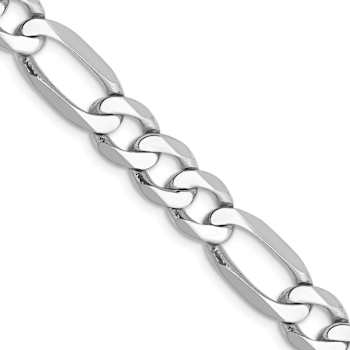 Rhodium Over 14k White Gold 7mm Solid Flat Figaro 20 Inch Chain