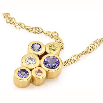 Tanzanite And Lab-Grown Diamond Pendant Necklace In 18K Gold Over
Sterling Silver 0.40ctw