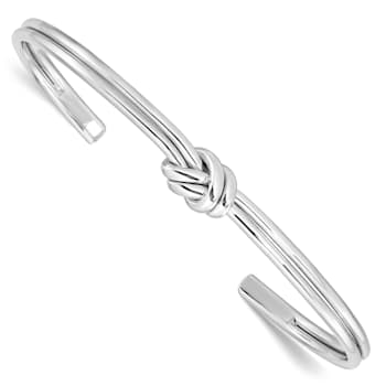 Rhodium Over Sterling Silver Polished Knot Cuff Bracelet