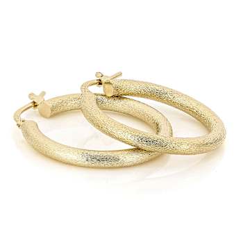 SatIn-FInish Hoop Earrings In 18K Gold Over Bronze 1 Inch