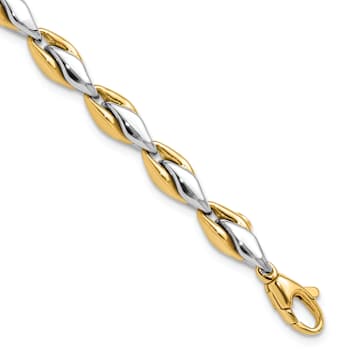 14K Two-tone Gold 5.6mm Polished Fancy Link Bracelet