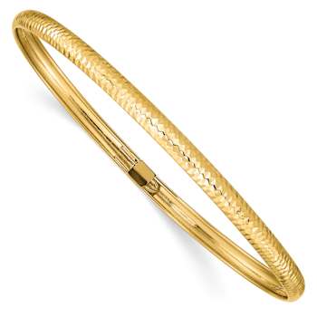 10k Yellow Gold 4mm Textured Flexible Bangle