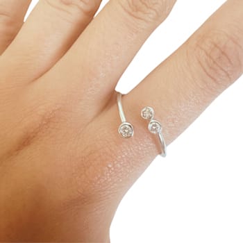 Lab Grown Diamond Bypass Rhodium over Sterling Silver Open Ring