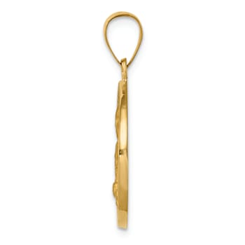 14k Yellow Gold Polished and Satin St. Kateri Medal Pendant