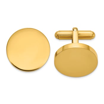 Stainless Steel Polished Yellow IP-plated Circle Cuff Links