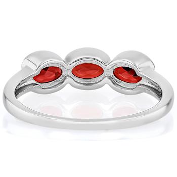 Red Garnet Three-Stone Ring In Platinum Over Sterling Silver 1.53ctw