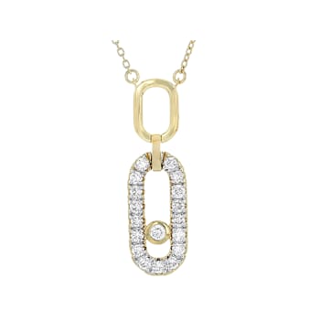 Elegant Lab-Grown Diamond Drop Pendant Necklace In 18K Gold Over
Sterling Silver