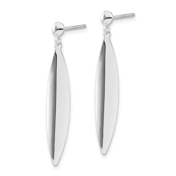 14K White Gold Polished Post Dangle Earrings