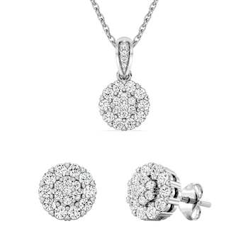 Lab-Grown Diamond Pendant And Earrings Set In Sterling Silver