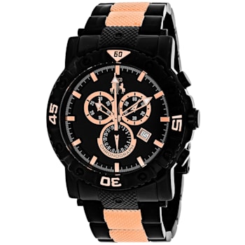 Jivago Men's Titan Black Dial Black and Rose Two-tone Stainless Steel
Strap Watch