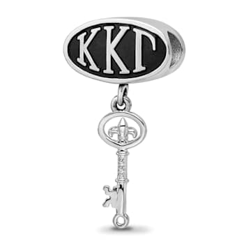 Sterling Silver LogoArt Kappa Kappa Gamma Oval with Key Dangle Bead