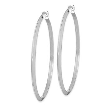 Rhodium Over 14k White Gold Polished 2 1/16" Hoop Earrings
