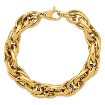 14K Yellow Gold 11.8mm Rope 8.5 inch Bracelet