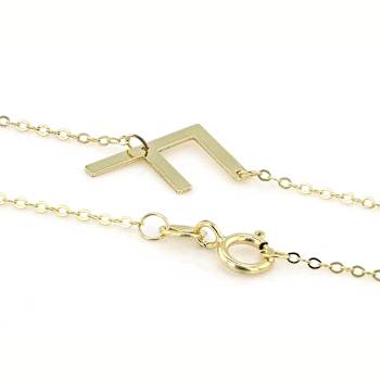 Sideways Initial F Necklace In Solid 14K Yellow Gold 18 Inch