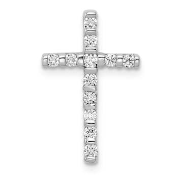 Rhodium Over 14k White Gold Diamond Cross Chain Slide Pendant