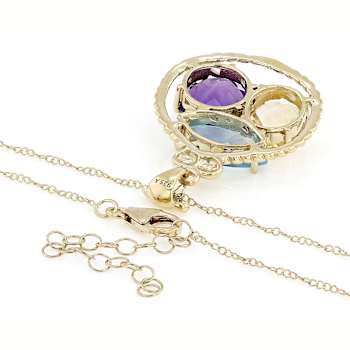 Multi-Gemstone Pendant Necklace In 18K Gold Over Sterling Silver 14.57ctw