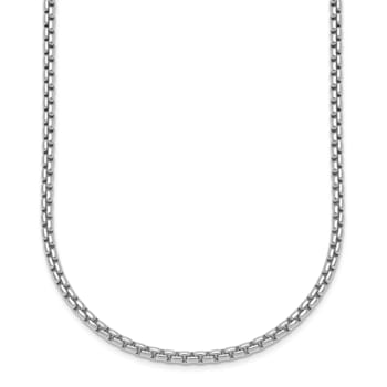 Rhodium Over Sterling Silver 2.7mm Box 30 Inch Chain