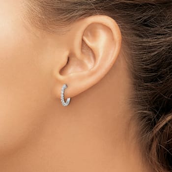 Rhodium Over 14K White Gold Lab Grown Diamond SI1/SI2, G H I, Hinged
Hoop Earrings