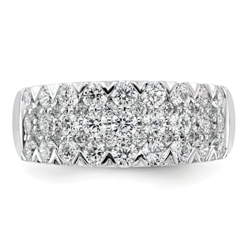 Rhodium Over 14K White Gold Pave Diamond Wedding Band 1.59ctw