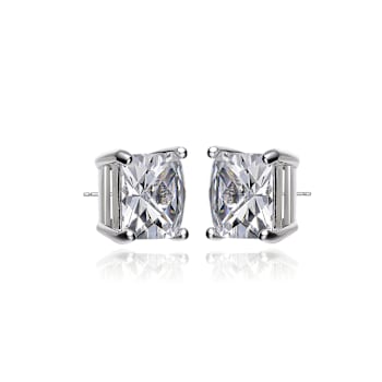Princess-Cut CZ Stud Earrings In Sterling Silver
