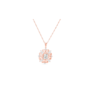 18K Rose Gold Over Sterling Silver 11x9mm Rectangular Octagonal
Aquamarine Pendant 3.6ctw