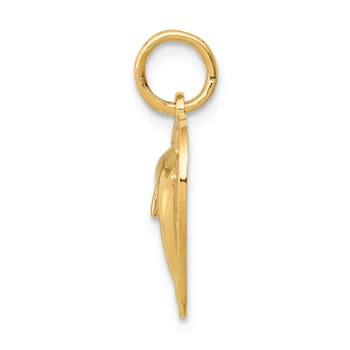 14k Yellow Gold Dolphin in Heart Pendant