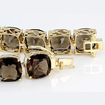 Brown smoky quartz 18k yellow gold over sterling silver bracelet 85.00ctw