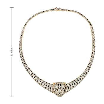 CZ Leopard Graduated Necklace In 14K Gold Over Brass