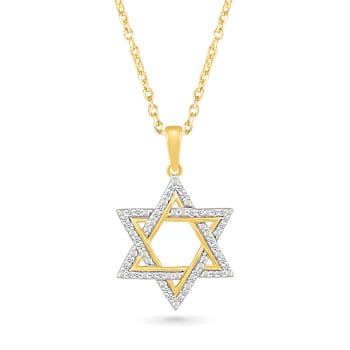 Diamond Star Of David Pendant In 10K Gold 0.10ctw