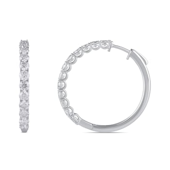 White Diamond H-I I1 Platinum Hoop Earrings 2.00ctw