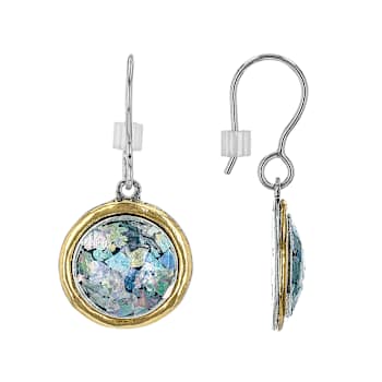 Roman Glass Dangle Earrings In Two-Tone Sterling Silver And 14K Gold