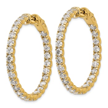 14K Yellow Gold Oro Spotlight Lab Grown Diamond SI+, H+, Round Hoop with
Safety Clasp Earrings