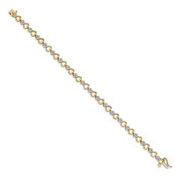 14k Yellow Gold and 14k White Gold with Rhodium over 14k Yellow Gold
Diamond Heart Link Bracelet