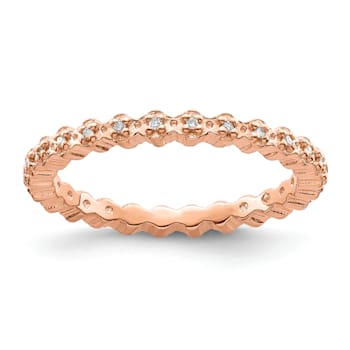 14K Rose Gold Over Sterling Silver Stackable Expressions Diamond
Pink-plated Ring 0.08ctw