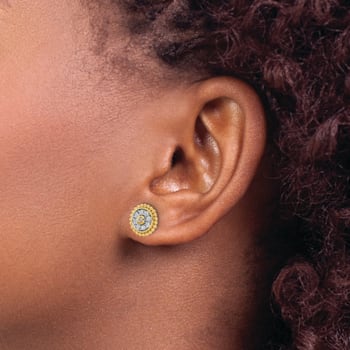 14K Yellow Gold Lab Grown Diamond SI1/SI2, G H I, Circle Post Earrings