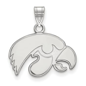 Rhodium Over Sterling Silver LogoArt University of Lowa Small Pendant