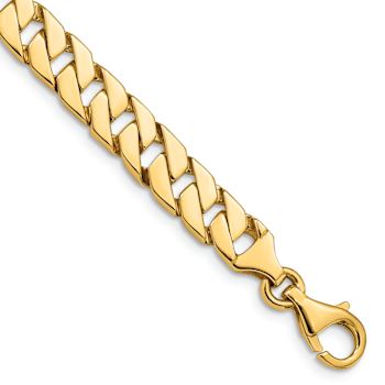 10k Yellow Gold 7.4mm Hand-Polished Fancy Curb Link Bracelet