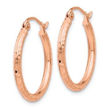 14k Rose Gold Diamond-Cut Polished 13/16" Hoop Earrings